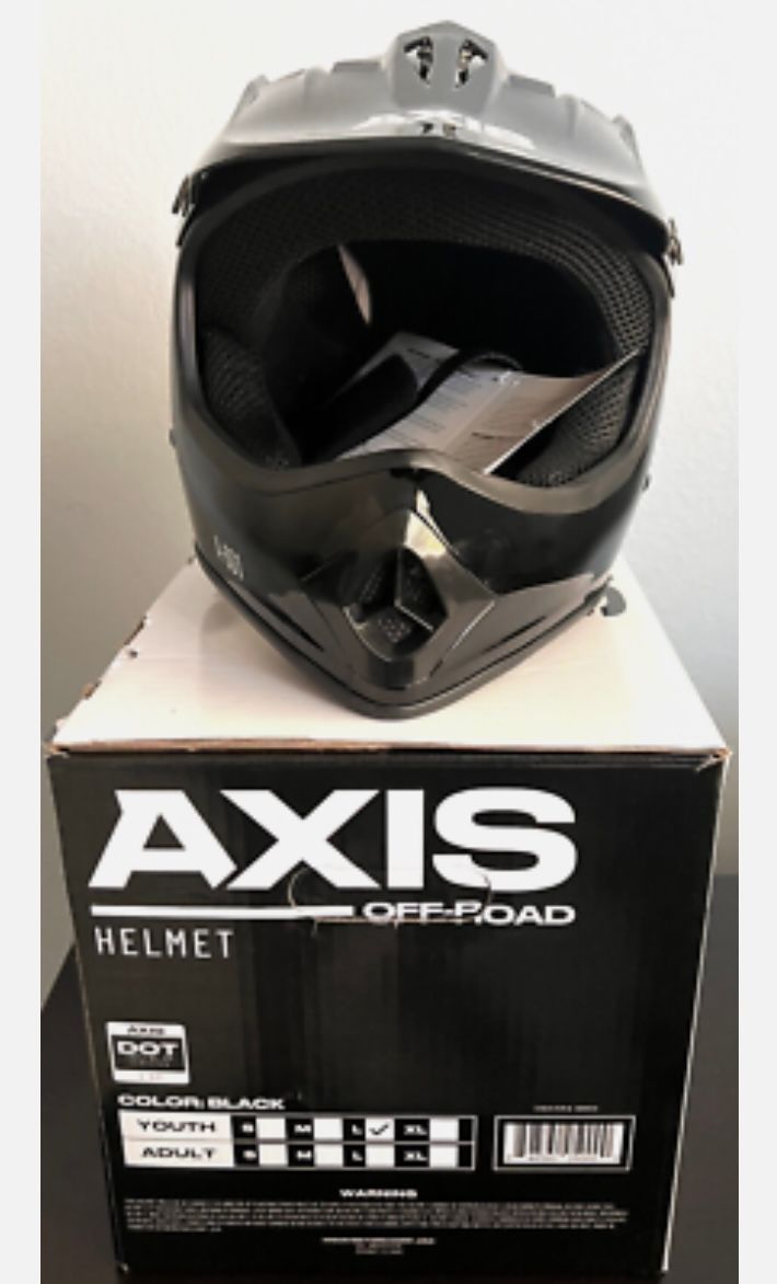 Axis Off Road DOT Helmet YOUTH (Adult Medium) A-601 Multi-density EPS shell liner NEW