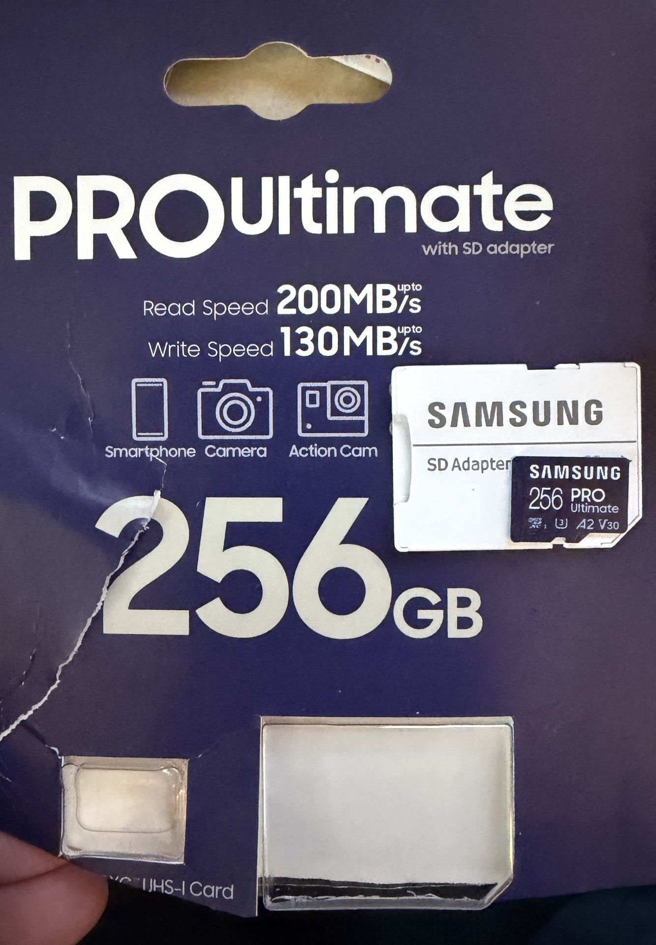 Samsung PRO Ultimate microSD Memory Card Plus Adaptor 256GB microSDXC Up To 200 MB/s 4K USD UHS-I Class 10 U3 V30 A2