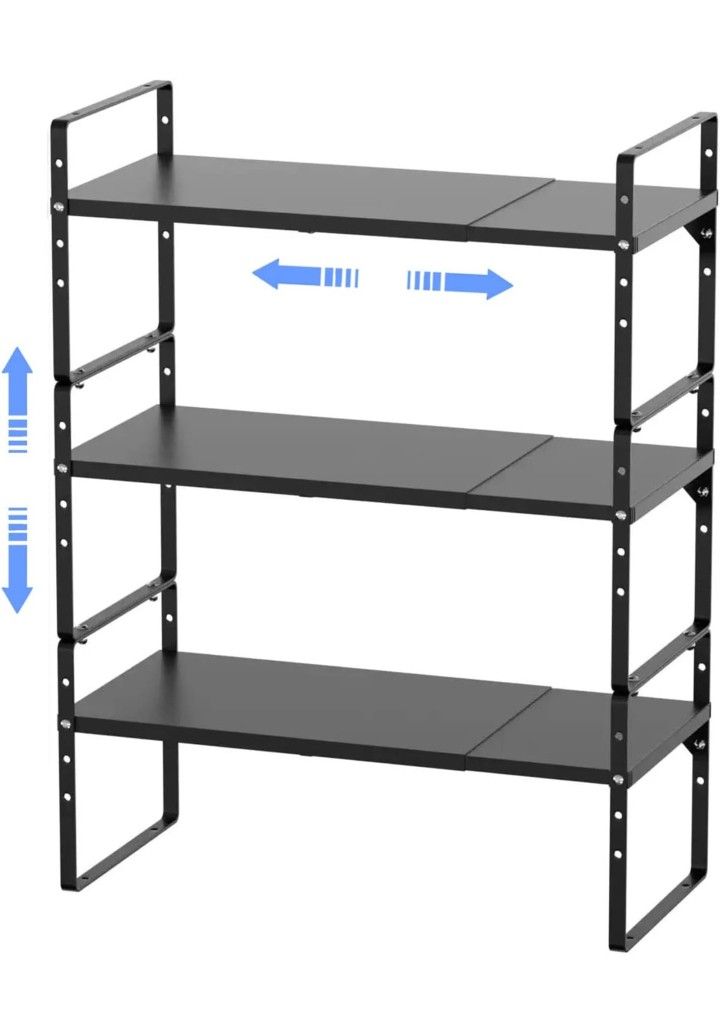 ARCCI Expandable Cabinet Shelf Organizers 3 Pack, Stackable
Metal Pantry Storage Shelves Rack, Adjustable Kitchen Counter
Shelf for Cabinets, Countert