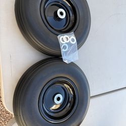 Taifa 13 Inch 2 PCS Solid Flat Free Replacement Tires And Wheels 4.00-6 With 5/8'' Bearing And 2.2'' Offset Hub Lenght, Air Less Wheel For Wagon/Hand 