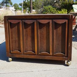 Midcentury Cabinet With Brass Ball Casters