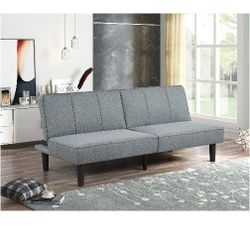 Mainstays 66" Studio Foldable Futon, Gray Linen Upholstery