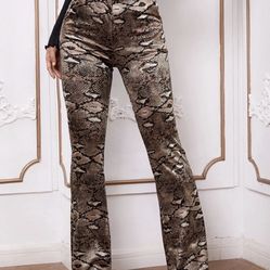 FLARE SNAKESKIN PANTS
