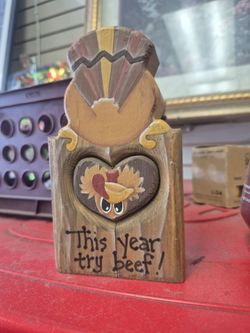 Wooden Turkey Thanksgiving Decor Sign