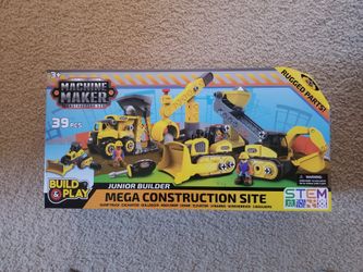Build & Play Machine Maker Construction 39pcs Junior Builder Mega Construction Site *brand new in box*