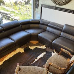 Leather Mod Sectional Couch 