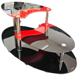 Brand new special red and black glass 1pc coffee table only