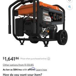 Generac GP6500W GAS GENERATOR $500