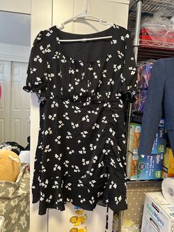 Black Floral Mini Dress Short Sleeve