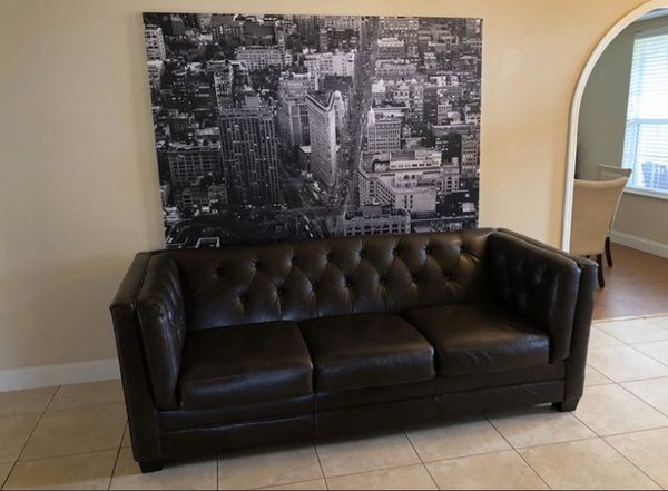 Ashley Furniture Leather Sofa Love Seat And Table Set For Sale In