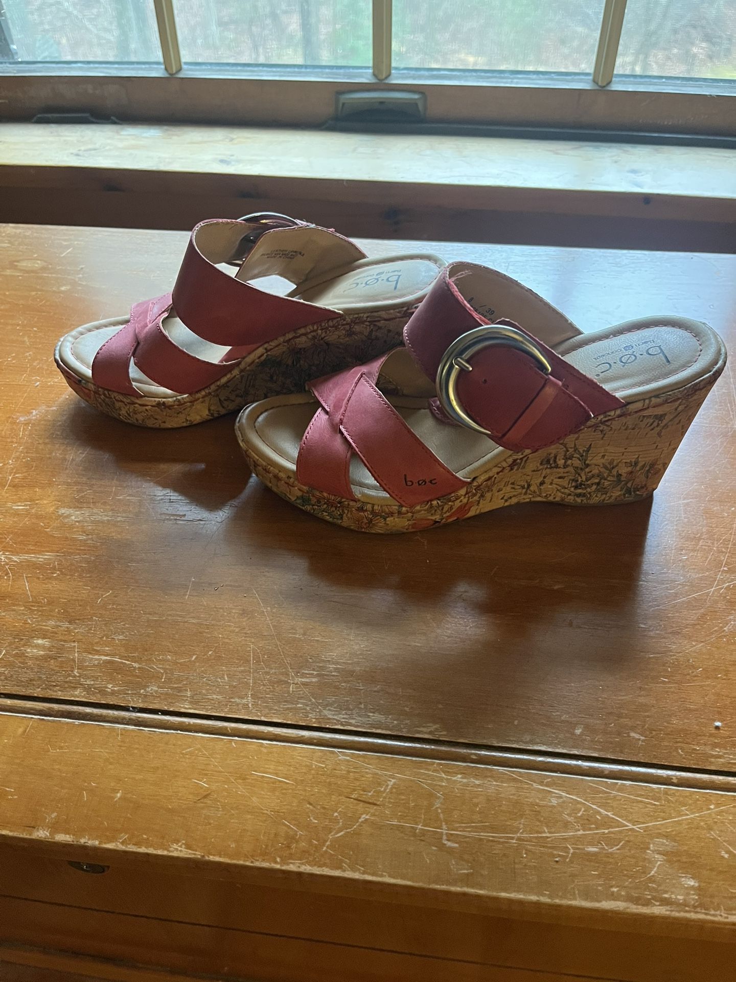 Red Leather Wedges Size 8