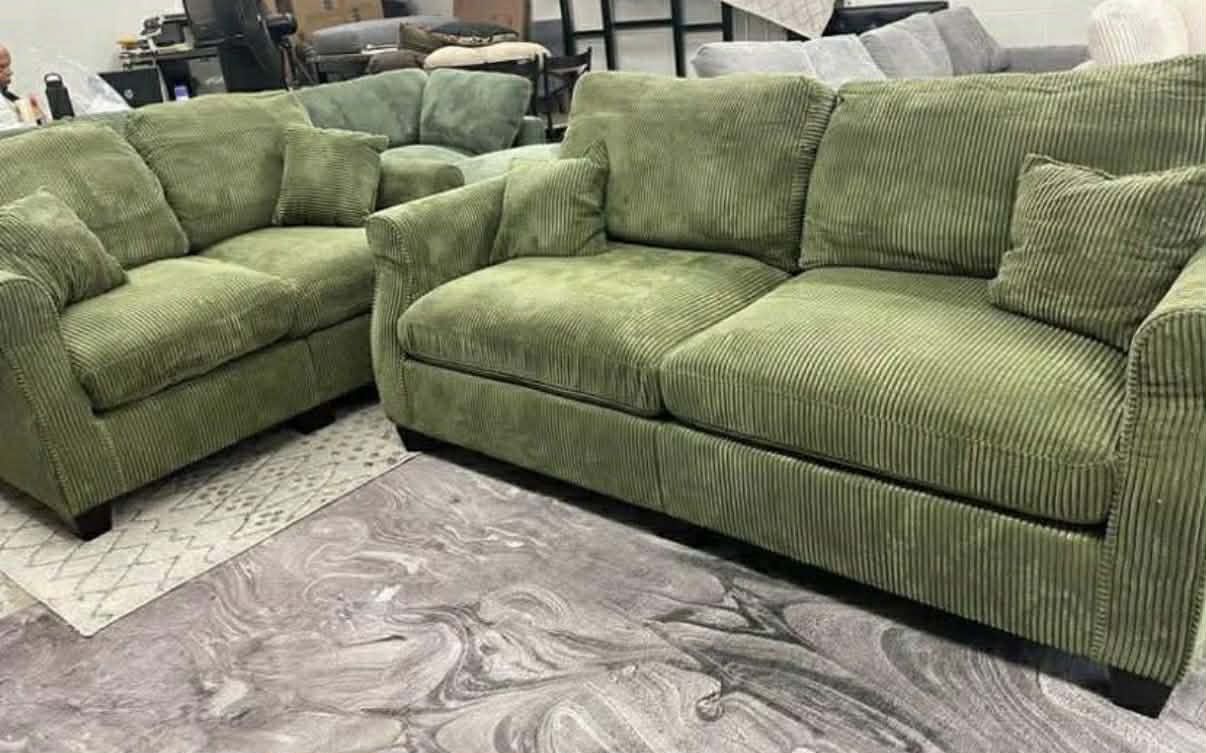 New Green Couch And Love Seat At / Free Delivery