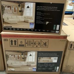 Henredon Murphy Fabric Modular Sectional with Ottoman