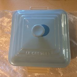 Le Creuset light blue baking dish with lid casserole Dutch oven square 3L