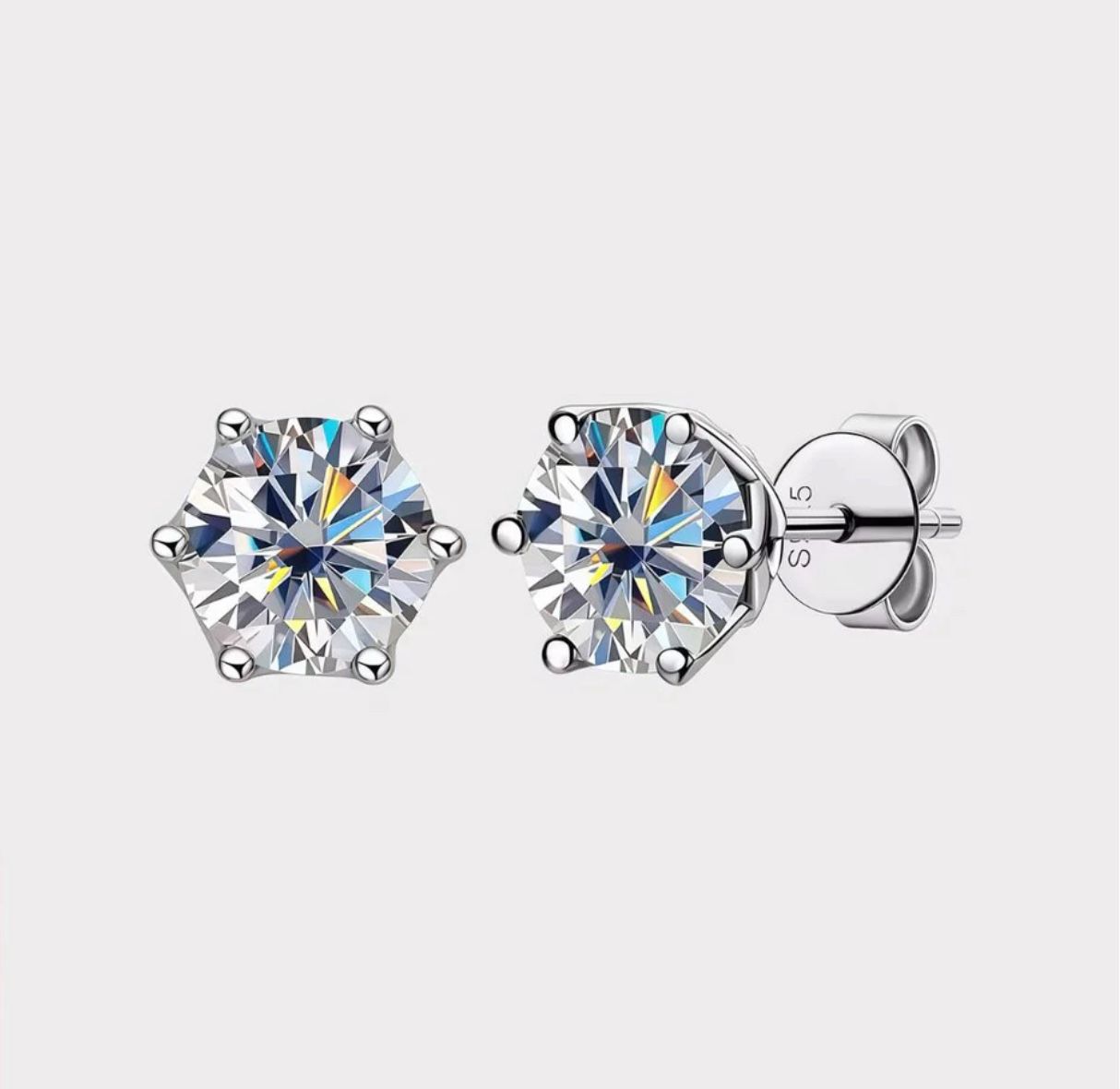 Moissanite Earrings 1ct (0.5ct each) | Sterling Silver 925 | GRA Certified | Diamond Test Pass β