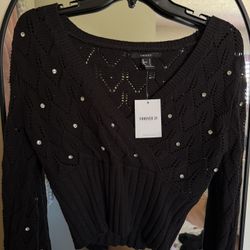 Bell Sleeve Rhinestone Shirt