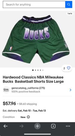 Hardwood Classics Bucks Shorts Size L