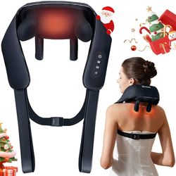 KNQZE Neck Massager with Heat, Valentines Day Gifts for Her/Him, Cordless Deep Tissue 4D Expert Kneading Massage, Shiatsu Neck and Shoulder Massage Pi