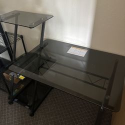 Computer desk with printer stand