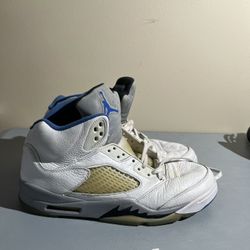 Air Jordan 5 Retro Men's Basketball Shoes White Blue Size 12