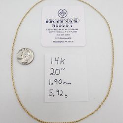 14k gold 20" rope chain