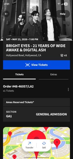 Bright Eyes Hollywood Bowl Ticket Pool GA