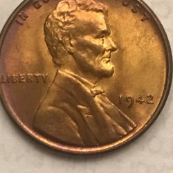 1942 Toned Lincoln Wheat Cent 