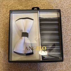 Angelo Rossi Bowtie And Pocket Square Set $10