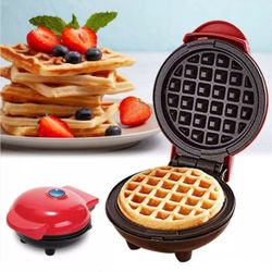 Waffle Maker, Non-Stick 4” Mini Waffle Maker Color Red