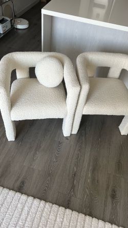 Ivory Boucle Dining Armchair