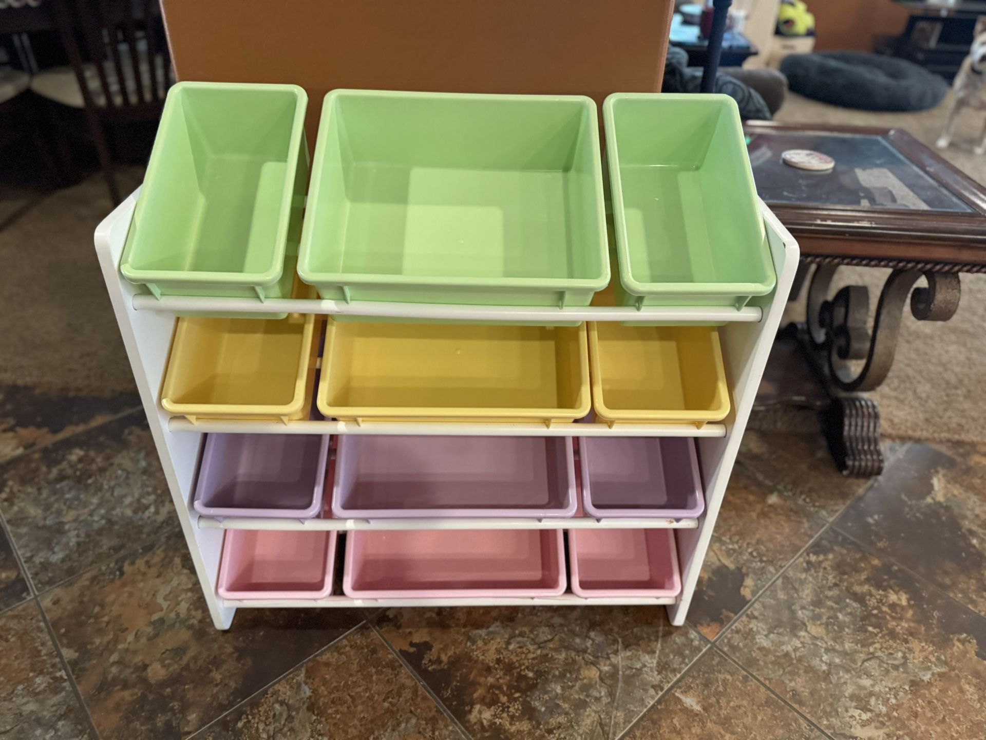 Kids Toy Organizer With 12 Plastic Bins