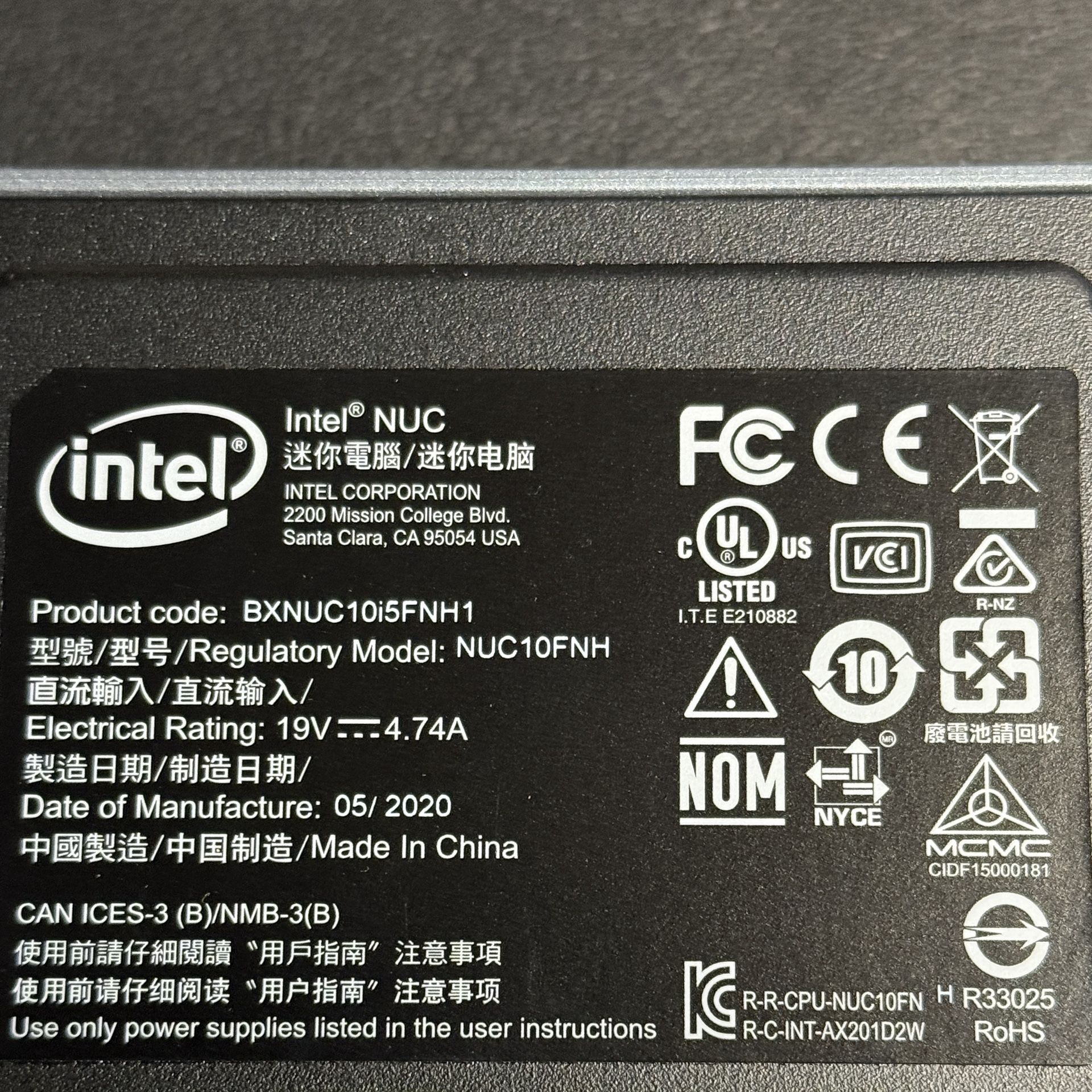 Intel Nuc 10th Gen i5 32gb RAM DDR4, No Storage