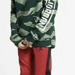 NIKE Jordan City Of Flight Big Kid Pullover Camo Green Hoody