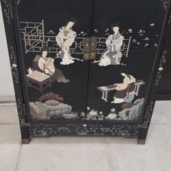 Vintage Oriental Wood Cabinet 
