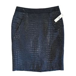 NWT Worthington Black Textured Snakeskin Pattern Pencil Straight Skirt Size 4