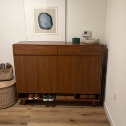 Shoe Storage Cabinet / Entryway Shoe Shelf (Walnut Look)