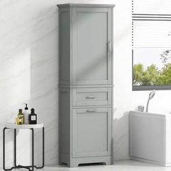 Assembled New Bathroom Storage Cabinet, Freestanding Storage Cabinet with Two Different Size Drawers