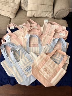 Trader Joe’s Stripped Mini Canvas Tote Bag -  Pink & Blue - New - $15 Each FIRM!