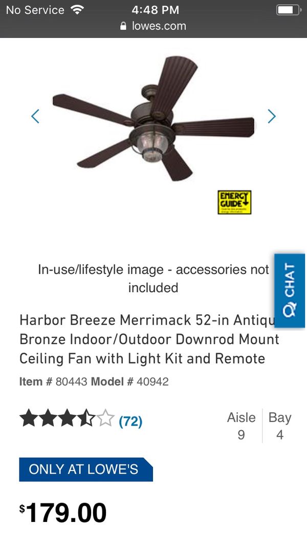 Brand New 52 In Ceiling Fan With Light Kit And Remote Still Box 140