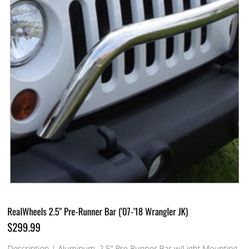 NEW! Real Wheels Pre-Runner Bull Bar For Jeep Wrangler JK