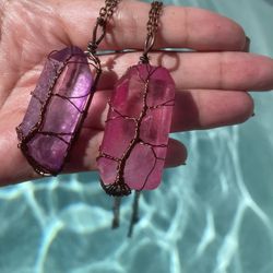 BOGO Pink And Purple Quartz Pendants