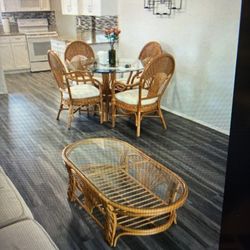 Rattan Table With 4 Chairs Plus Coffee Table