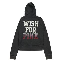 Victorias Secret PINK Hoodie Medium M Rainbow Dog Bling Sequin Ombré Sweatshirt