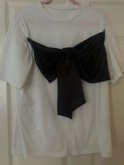 White T-Shirt with Oversized Black Bow