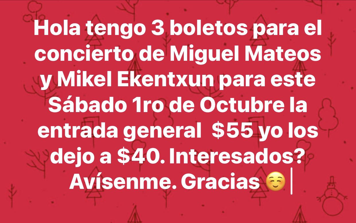 3 Tickets For Miguel Mateos & Mikel Concert For $40.