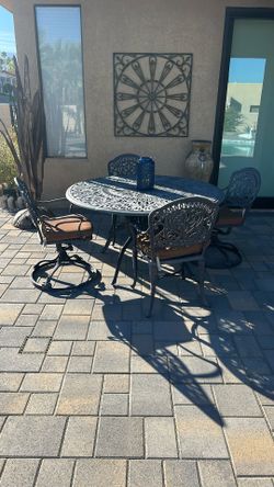 54” Iron Table & 4 Chairs