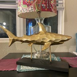 Gold Color Large Shark Statue 21” * 14” , Fish Statue,