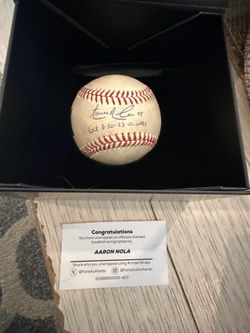 Aaron Nola Autographed game used ball.