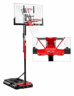 Basketball Hoop 4.7-10ft Adjustable Portable Basketball Goals System with 44-48 Inch Angle Adjustable Backboard, for Youth and Adults Outdoor Indoor U