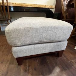 Amherst Cobblestone White Ottoman from Living Spaces